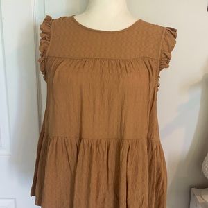 American Eagle Mustard Sleeveless Ruffle Top